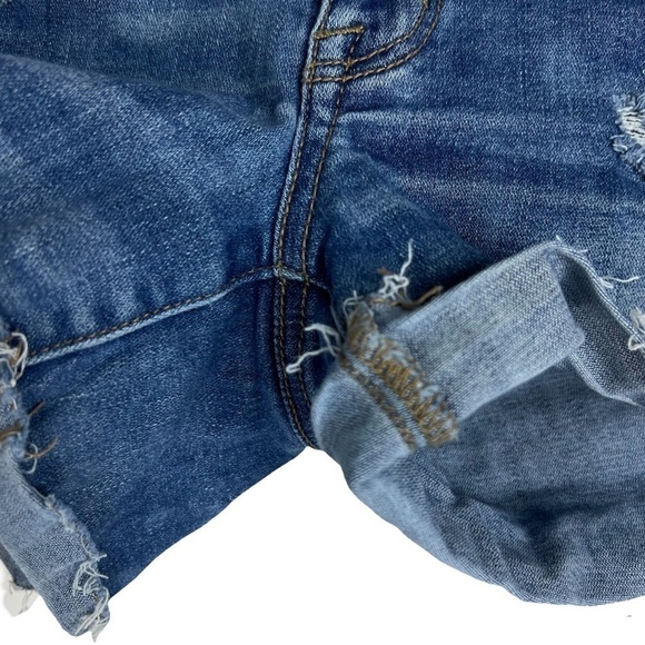 AMERICAN EAGLE Hi Rise Shortie Jean Shorts Distressed Cut Off Super Stretch 4 - Picture 7 of 8